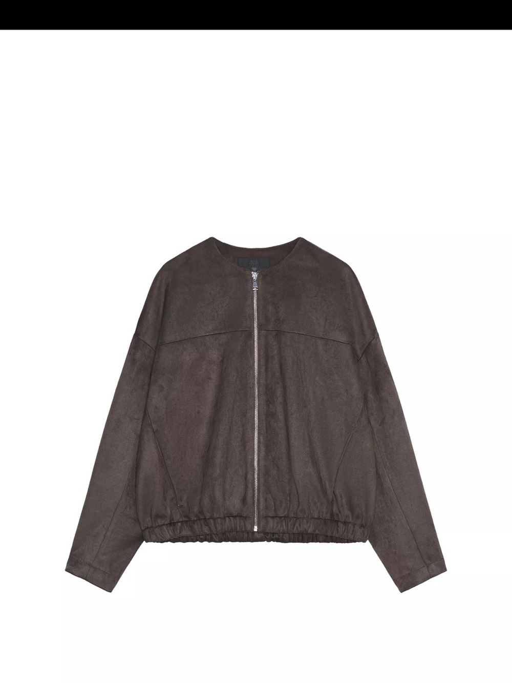 Zara Dark Brown Suede-Feel Bomber Jacket